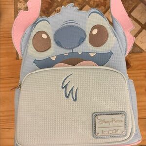 New Disney Parks x Loungefly Stitch 626 Day Blue &Pink Waffle Texture Backpack